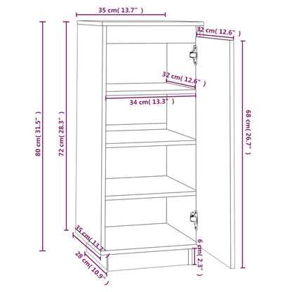 Schuhschrank Weiß 35x35x80 cm Massivholz Kiefer
