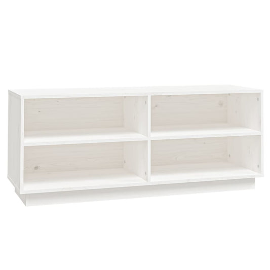 Schuhregal Weiß 110x34x45 cm Massivholz Kiefer