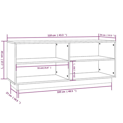 Schuhregal Honigbraun 110x34x45 cm Massivholz Kiefer