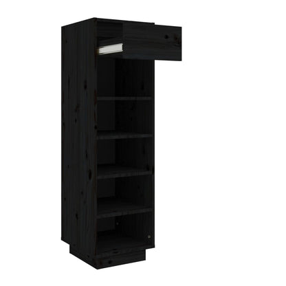 Schuhregal Schwarz 34x30x105 cm Massivholz Kiefer