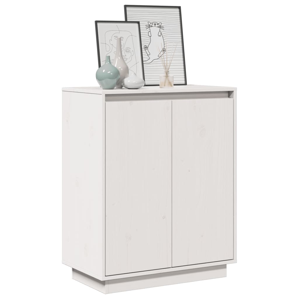 Skænk Hvid 60x34x75 cm Massiv Fyr