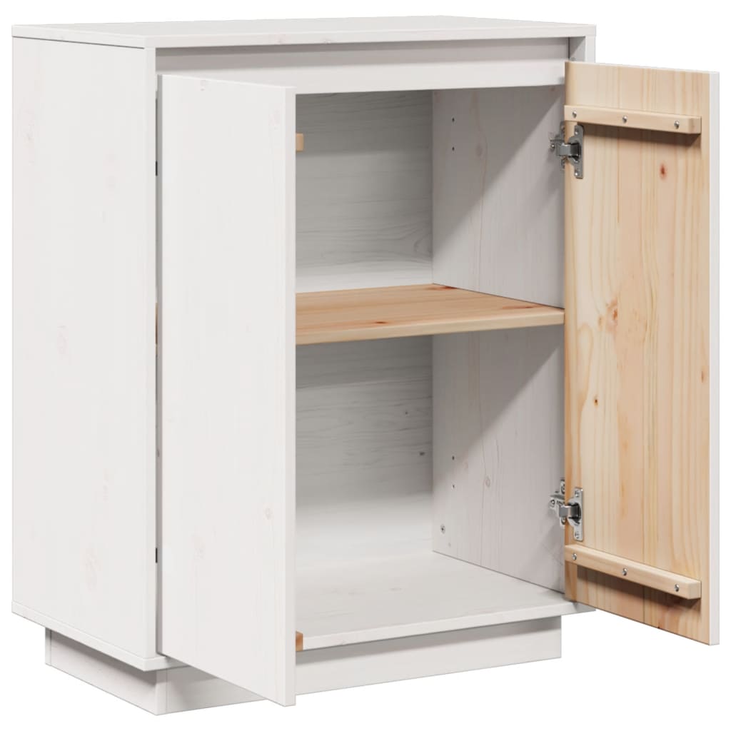 Skænk Hvid 60x34x75 cm Massiv Fyr