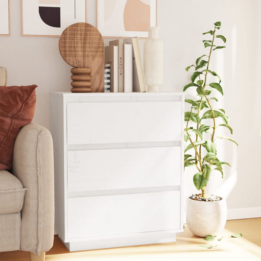 Skænk Hvid 60x34x75 cm Massiv Fyr