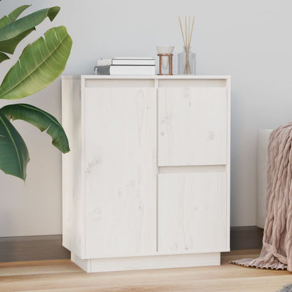 Skænk Hvid 60x34x75 cm Massiv Fyr