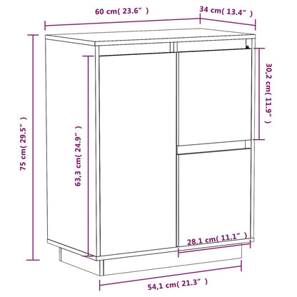 Skænk honningbrun 60x34x75 cm massiv fyrretræ