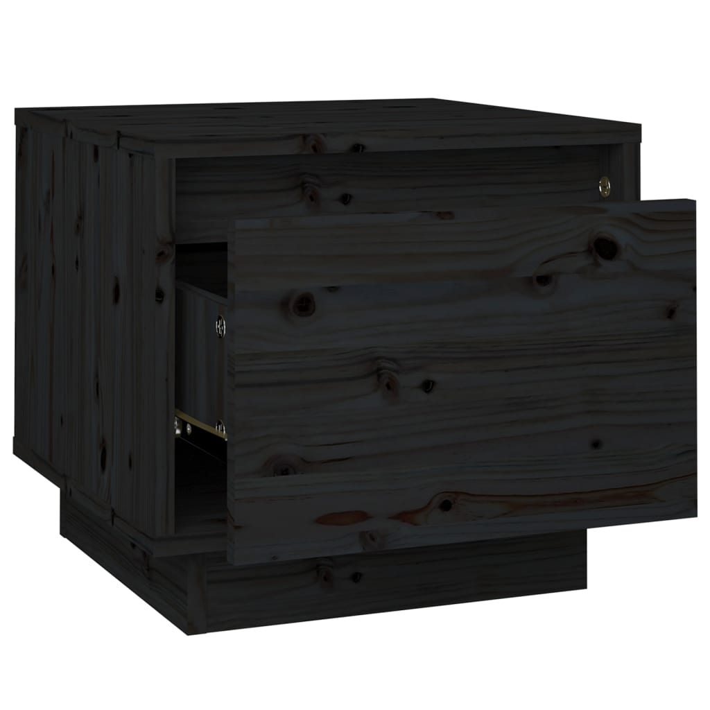 Nachttische 2 Stk. Schwarz 35x34x32 cm Massivholz Kiefer