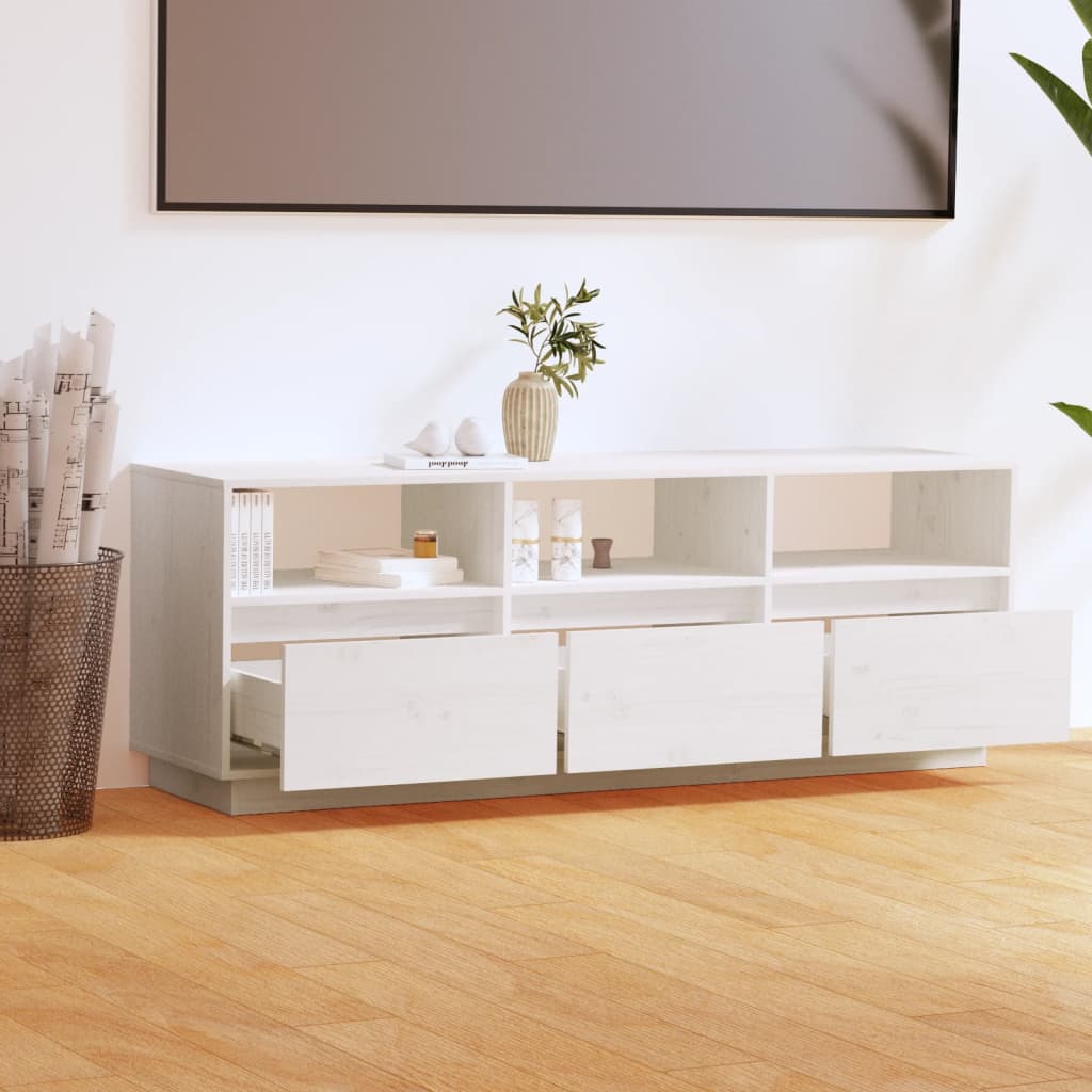 TV-skab Hvid 140x37x50 cm Massiv Fyr