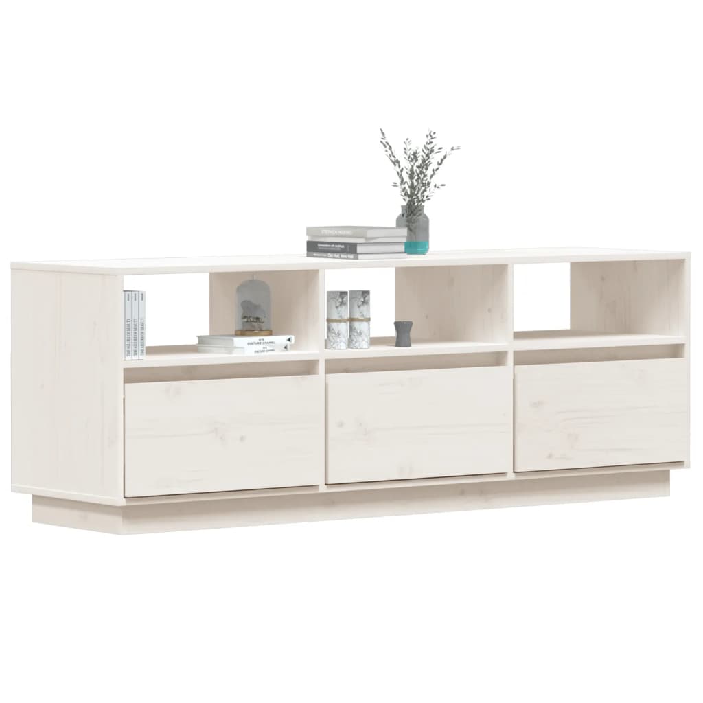 TV-skab Hvid 140x37x50 cm Massiv Fyr