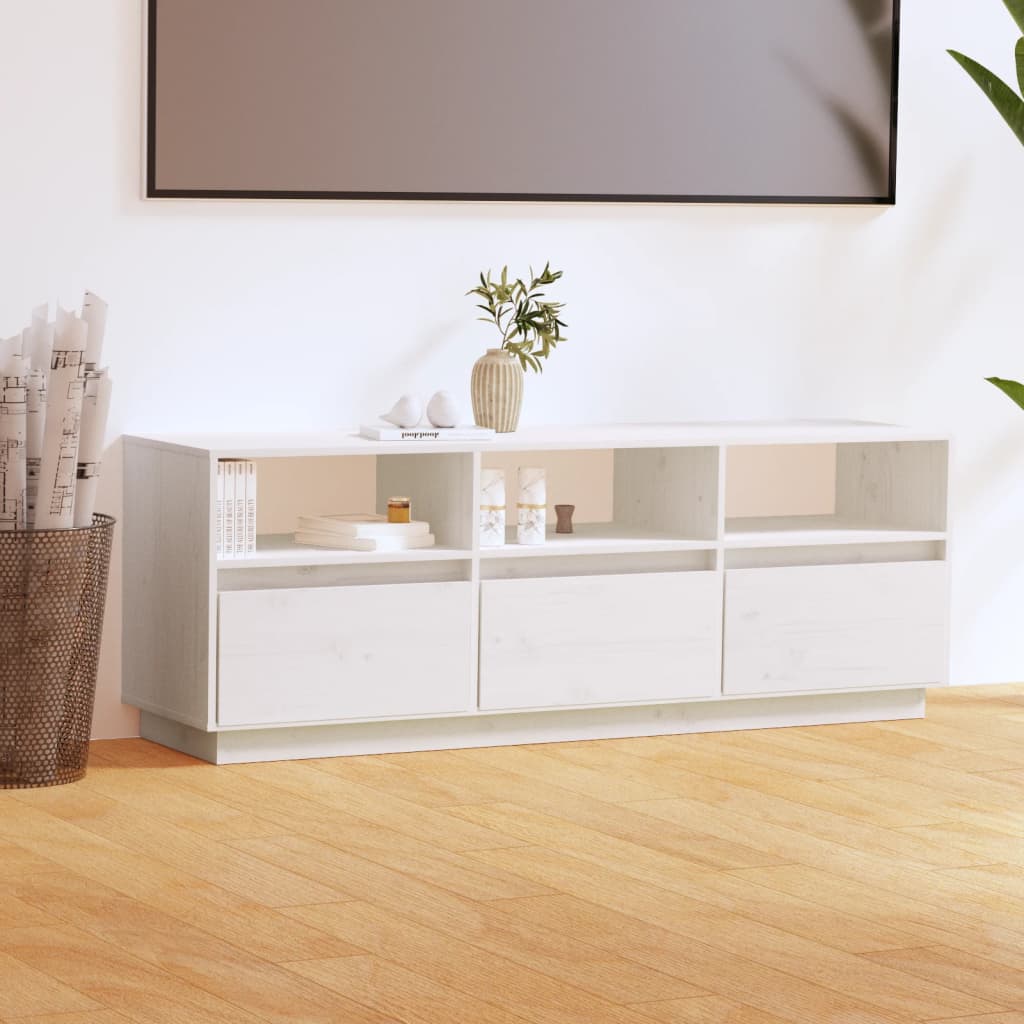 TV-skab Hvid 140x37x50 cm Massiv Fyr
