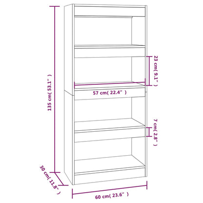 Bücherregal/Raumteiler Weiß 60x30x135 cm Holzwerkstoff