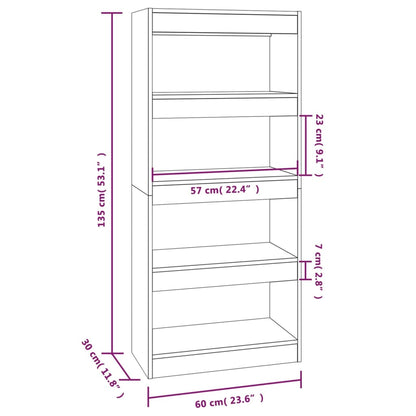 Bücherregal/Raumteiler Betongrau 60x30x135 cm Holzwerkstoff