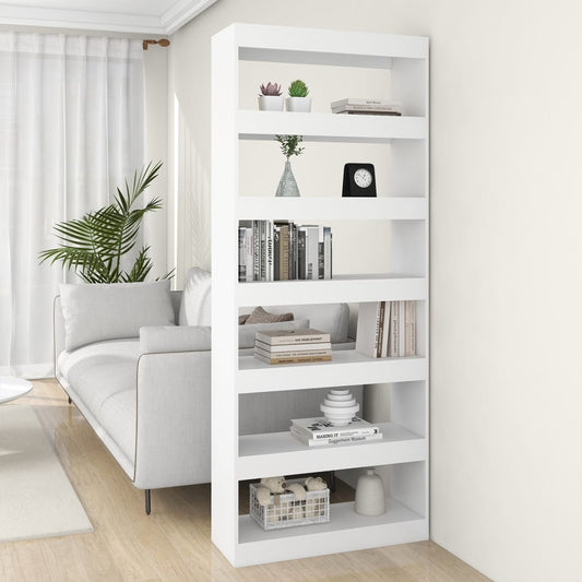 Bücherregal/Raumteiler Weiß 80x30x198 cm Holzwerkstoff