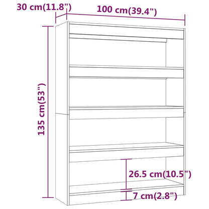 Bücherregal/Raumteiler Grau Sonoma 100x30x135 cm