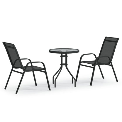 3-tlg. Garten-Bistro-Set Schwarz