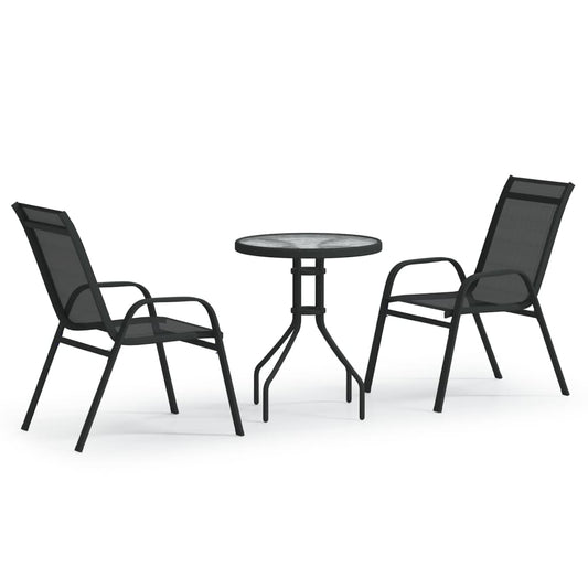 3-tlg. Garten-Bistro-Set Schwarz