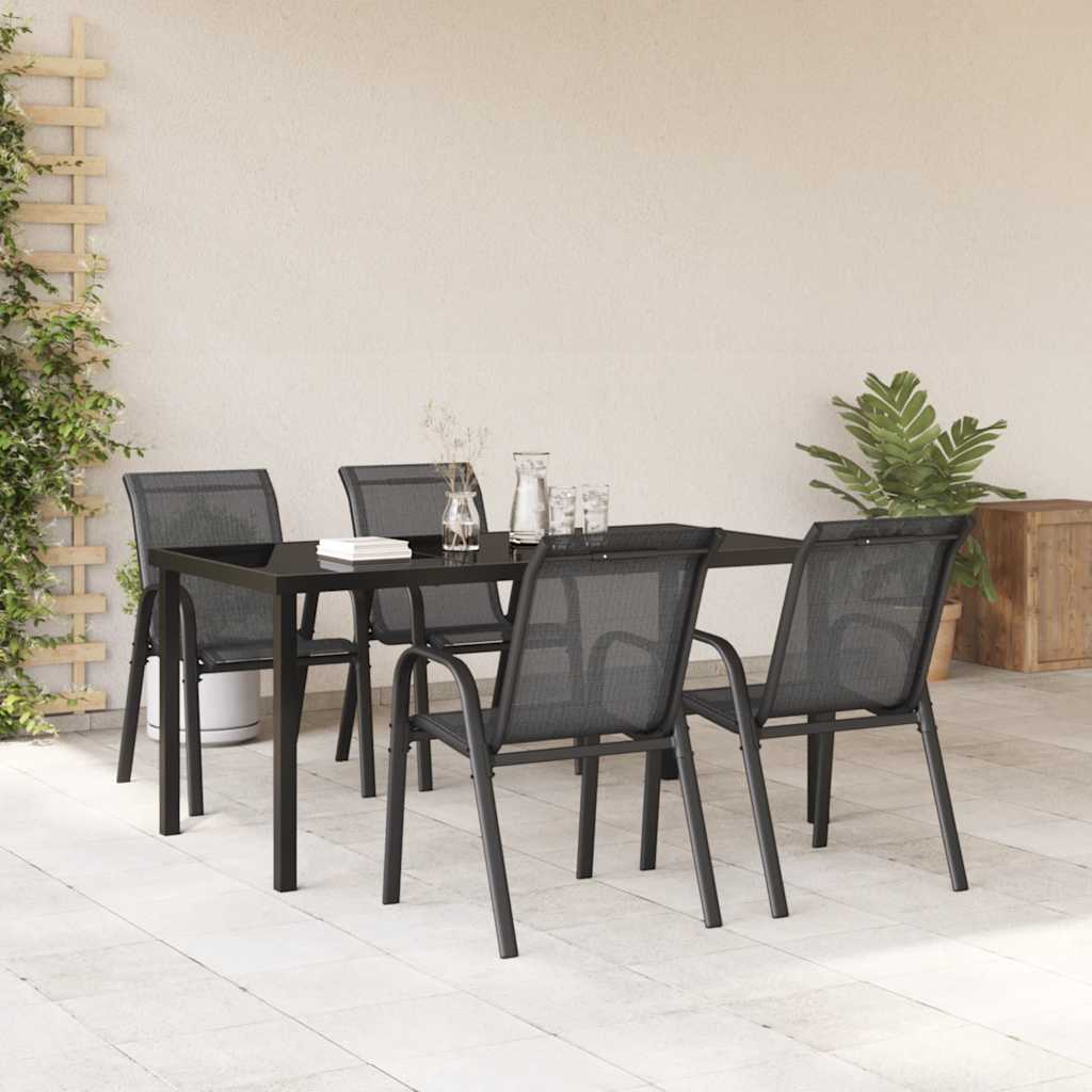 Stapelbare Gartenstühle 4 Stk. Schwarz Textilene
