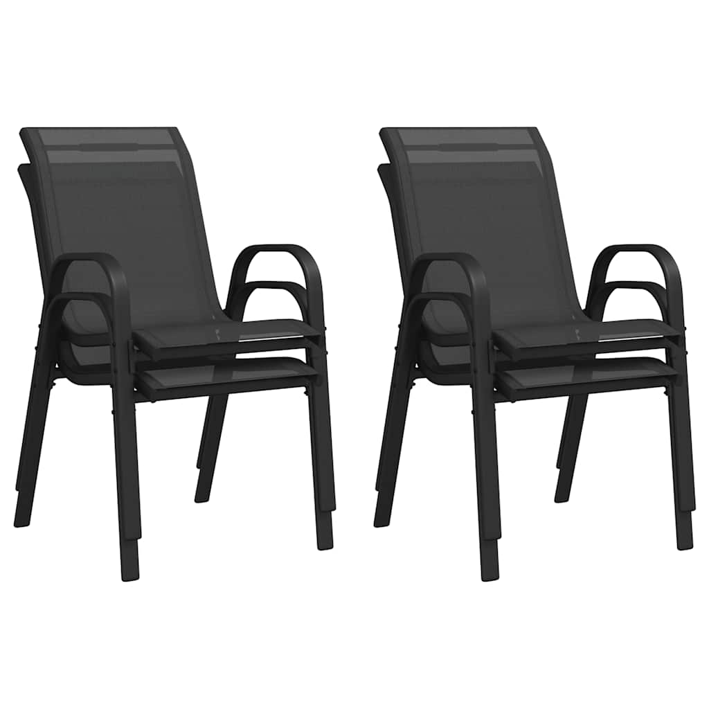 Stapelbare Gartenstühle 4 Stk. Schwarz Textilene