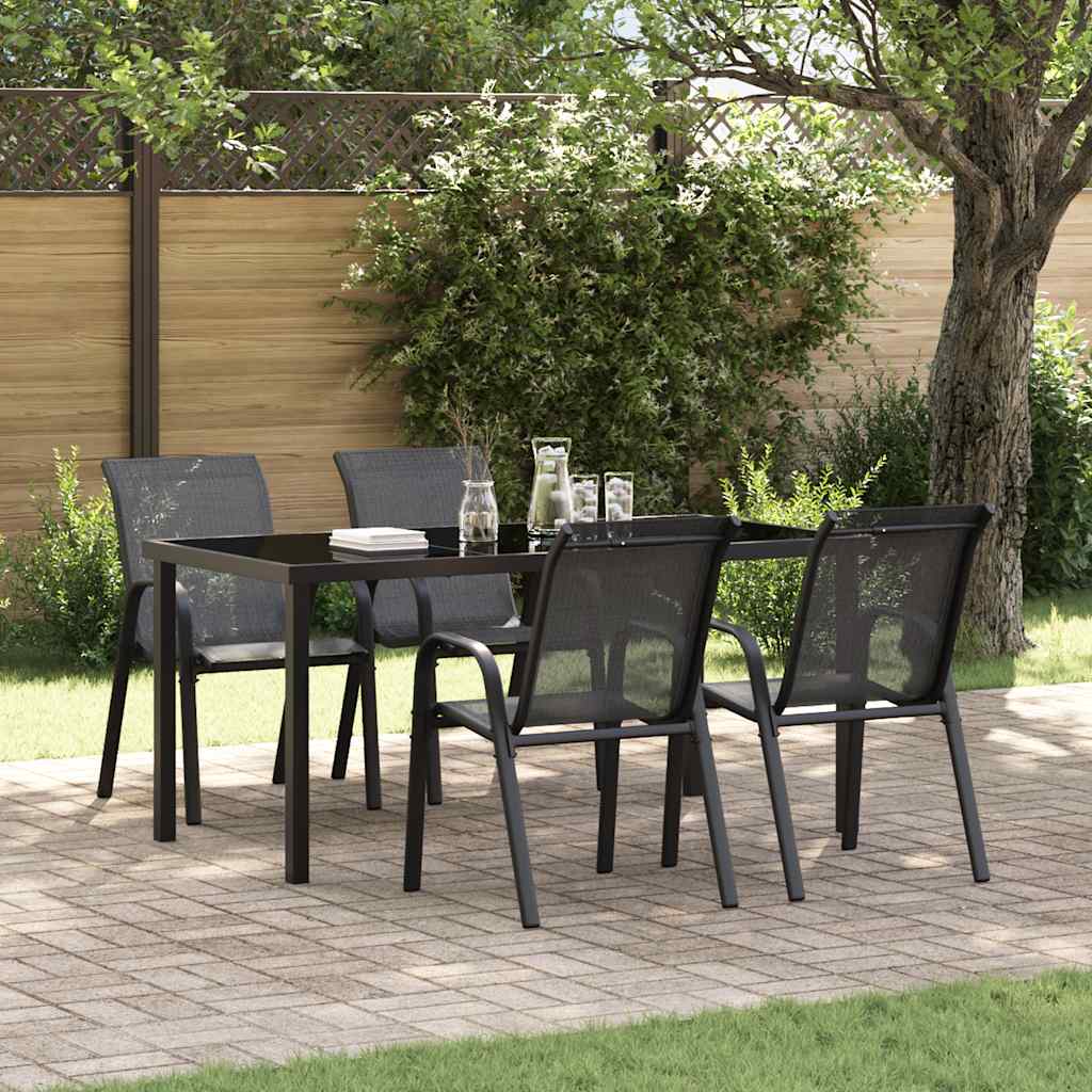 Stapelbare Gartenstühle 4 Stk. Schwarz Textilene