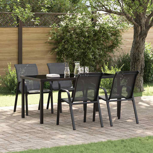 Stapelbare Gartenstühle 4 Stk. Schwarz Textilene