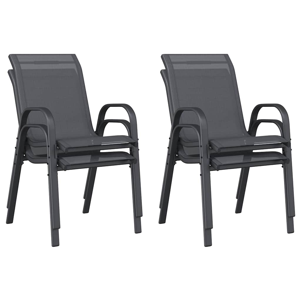 Stapelbare Gartenstühle 4 Stk. Grau Textilene