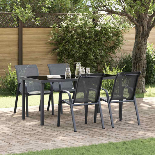 Stapelbare Gartenstühle 4 Stk. Grau Textilene