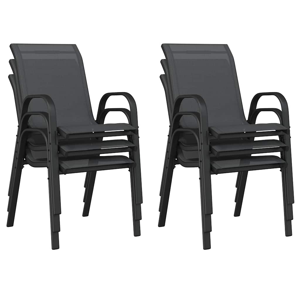 Stapelbare Gartenstühle 6 Stk. Schwarz Textilene