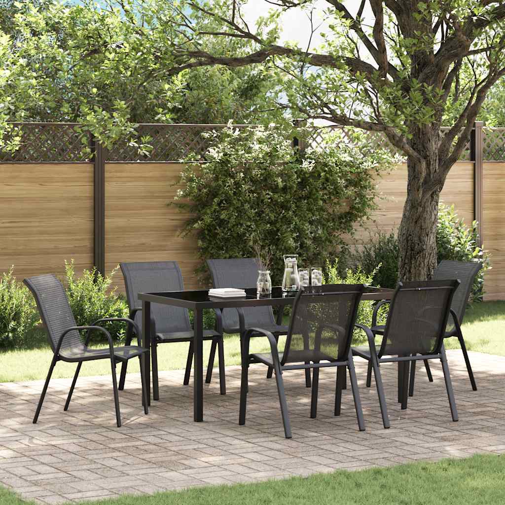 Stapelbare Gartenstühle 6 Stk. Schwarz Textilene