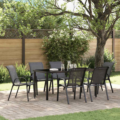 Stapelbare Gartenstühle 6 Stk. Schwarz Textilene