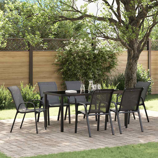 Stapelbare Gartenstühle 6 Stk. Schwarz Textilene