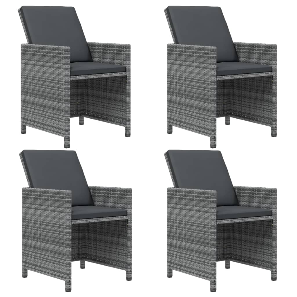 5-tlg. Garten-Essgruppe mit Kissen Poly Rattan Grau