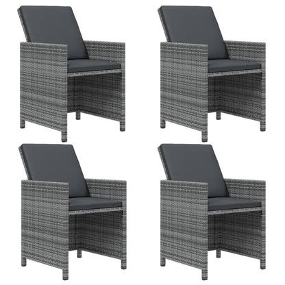 5-tlg. Garten-Essgruppe mit Kissen Poly Rattan Grau