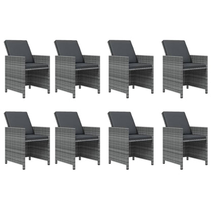 9-tlg. Garten-Essgruppe mit Kissen Poly Rattan Grau