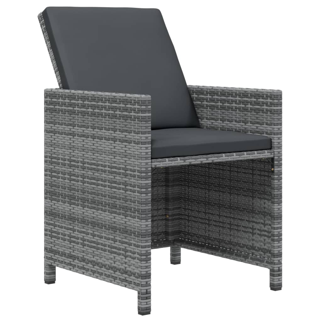 9-tlg. Garten-Essgruppe mit Kissen Poly Rattan Grau