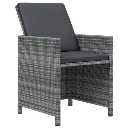 9-tlg. Garten-Essgruppe mit Kissen Poly Rattan Grau