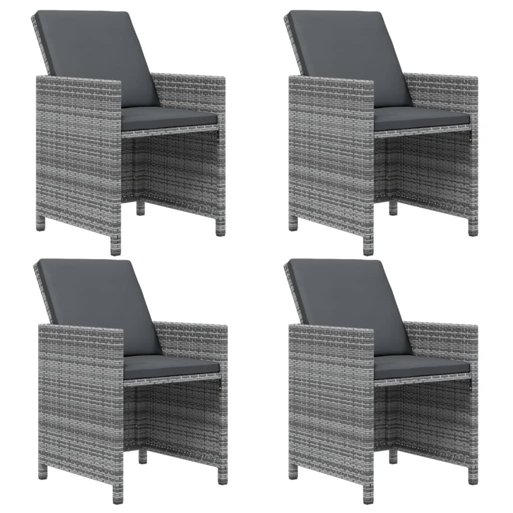 9-tlg. Garten-Essgruppe mit Kissen Poly Rattan Grau