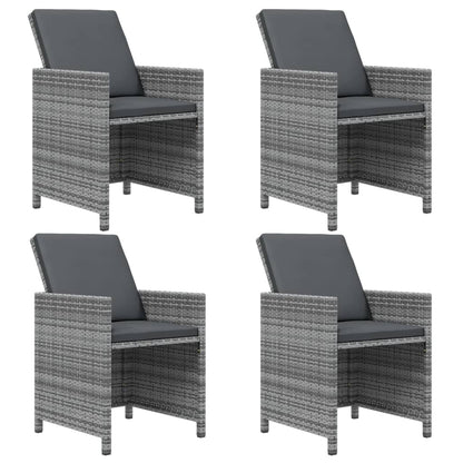 9-tlg. Garten-Essgruppe mit Kissen Poly Rattan Grau