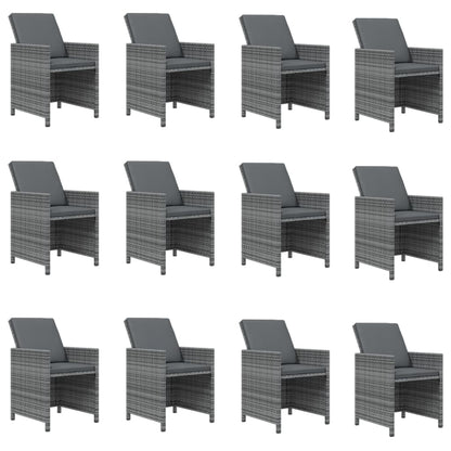 13-tlg. Garten-Essgruppe mit Kissen Poly Rattan Grau