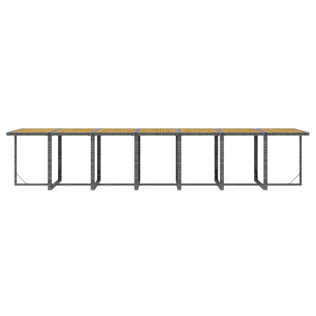 15-tlg. Garten-Essgruppe mit Kissen Grau Poly Rattan
