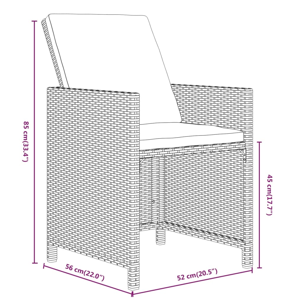 15-tlg. Garten-Essgruppe mit Kissen Grau Poly Rattan