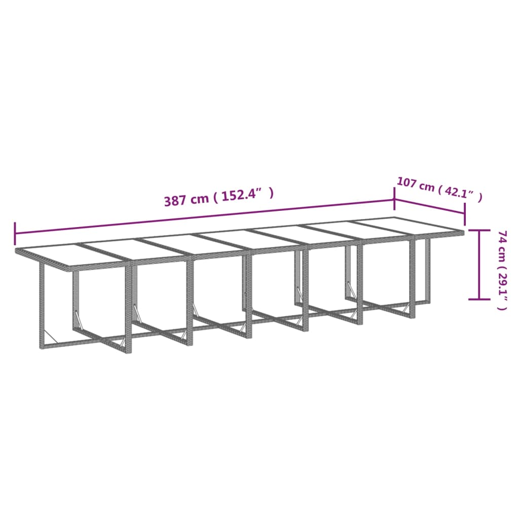15-tlg. Garten-Essgruppe mit Kissen Grau Poly Rattan