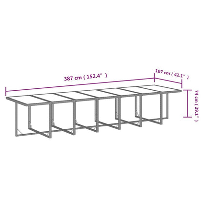15-tlg. Garten-Essgruppe mit Kissen Grau Poly Rattan