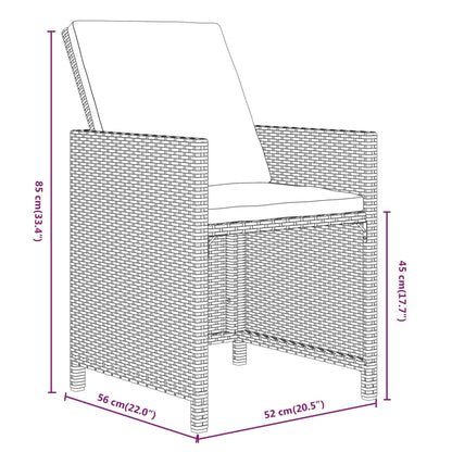 19-tlg. Garten-Essgruppe mit Kissen Grau Poly Rattan