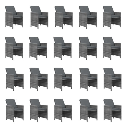 21-tlg. Garten-Essgruppe mit Kissen Grau Poly Rattan