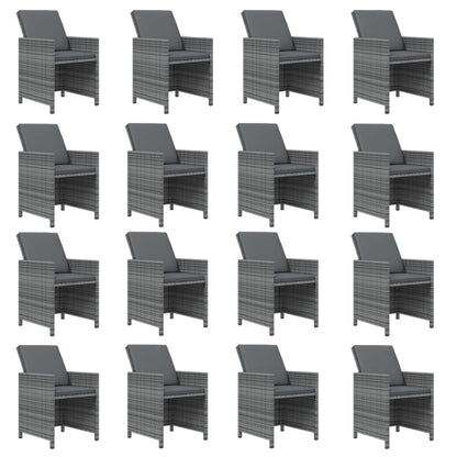 21-tlg. Garten-Essgruppe mit Kissen Grau Poly Rattan