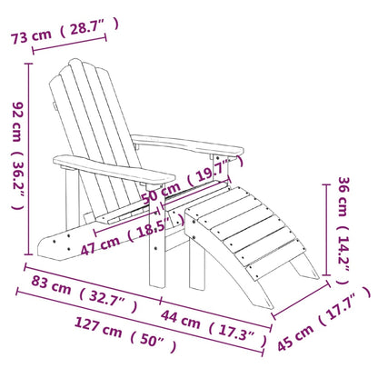 Adirondack-Gartenstuhl mit Hocker & Tisch HDPE Weiß