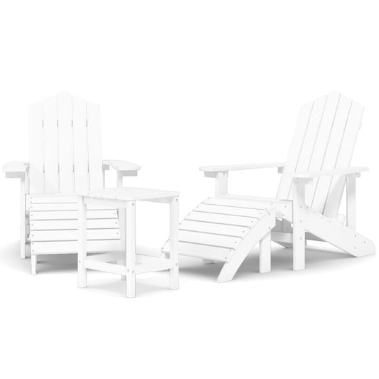 Adirondack-Gartenstühle mit Hocker & Tisch HDPE Weiß