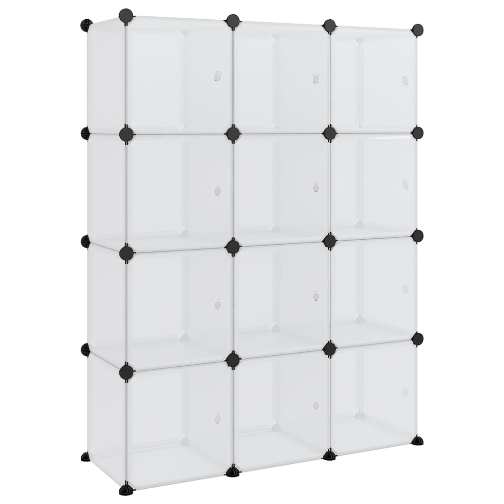Regalsystem mit 12 Würfeln und Türen Transparent PP
