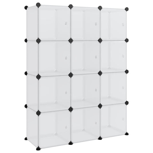 Regalsystem mit 12 Würfeln und Türen Transparent PP
