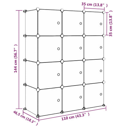 Kinderschrank Modular mit 12 Würfeln Blau PP