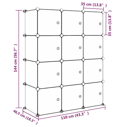 Kinderschrank Modular mit 12 Würfeln Rosa PP